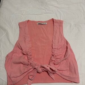 Abercrombie & Fitch Pink Ruched Cropped Tank Top